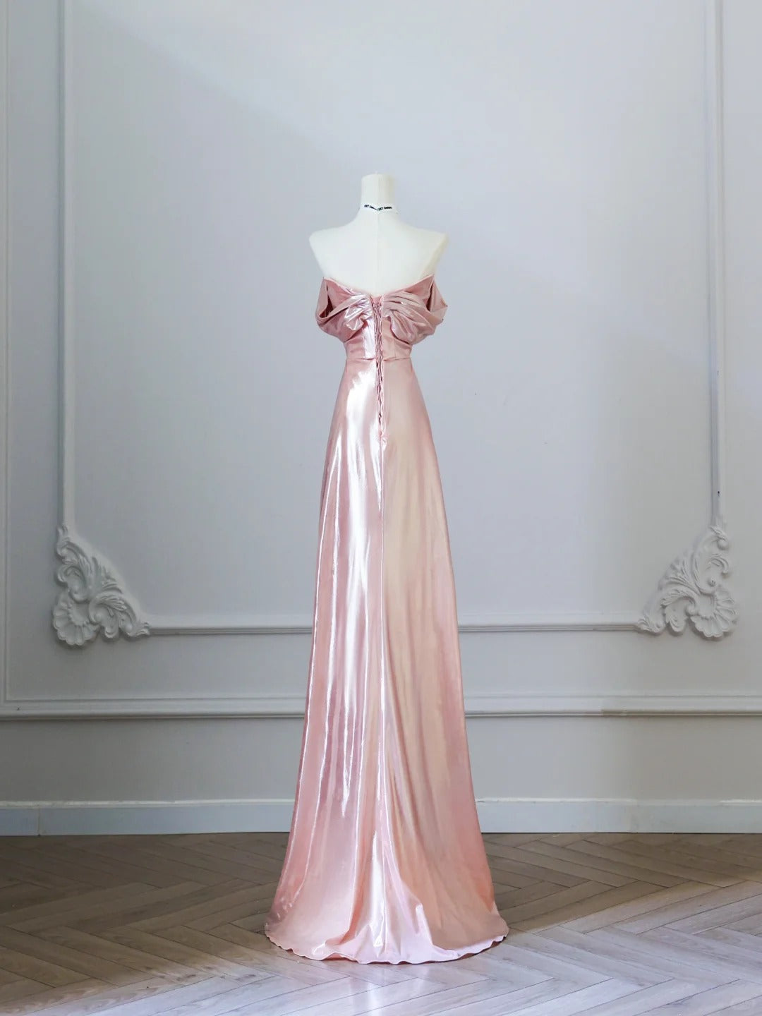 Pink Mermaid Elegant Long Satin Ball Gown Evening Dress Graduation Dress nv4336