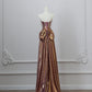 Gold Beaded Gorgeous Mermaid Elegant Long Satin Ball Gown Evening Dress Graduation Dress nv4338