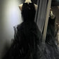 Schwarzes, glänzendes langes Ballkleid NV6624