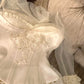 Robe de bal courte en satin blanc et dentelle transparente, avec perles et perles, robe d'anniversaire, nv4522