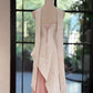 Modern Chinese Style Pink-White Contrast Strapless Shawl Pleated Train Gown - Elegant Dress for Engagement & Chinese Wedding  NV6361