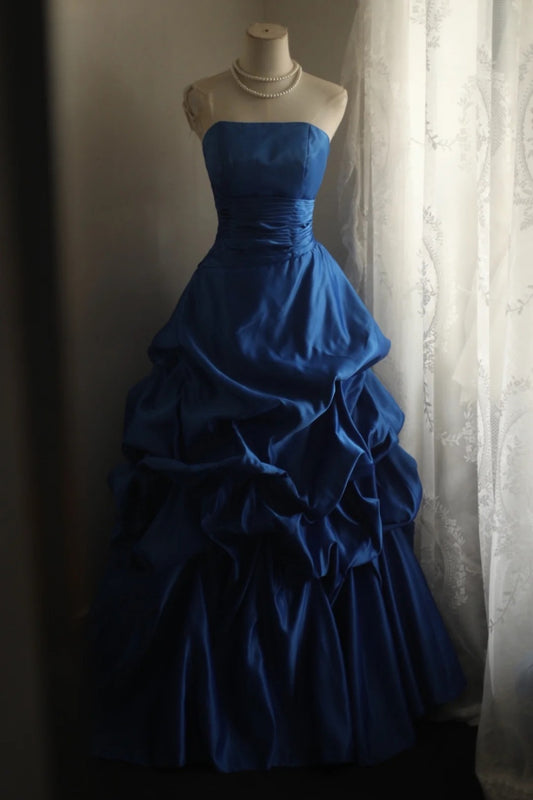 Blaues Prinzessinnenkleid, Retro-Langkleid NV6589