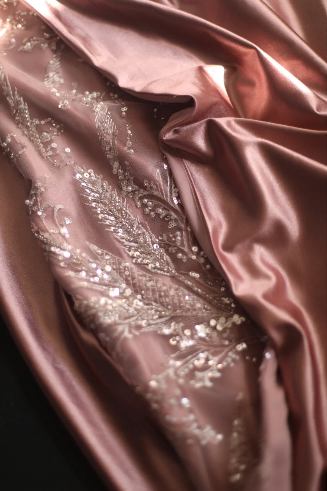 Rosa Perlen Elegantes Langes Satin Bodenlanges Ballkleid Abendkleid Partykleid nv4187