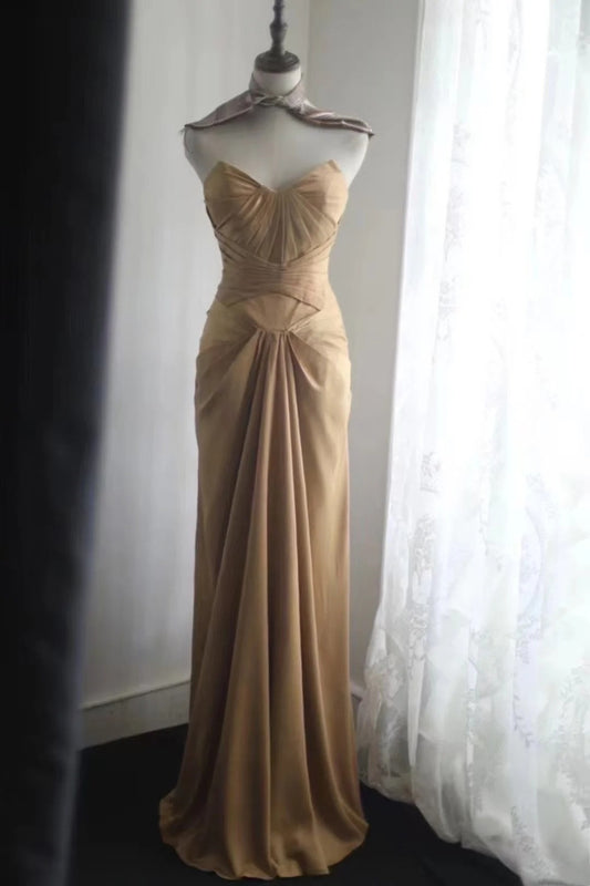 Langes, formelles Retro-Kleid aus Satin NV6586