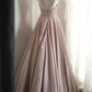 Robe de soirée longue en satin rose pour fille brillante, tenue de soirée, nv4693