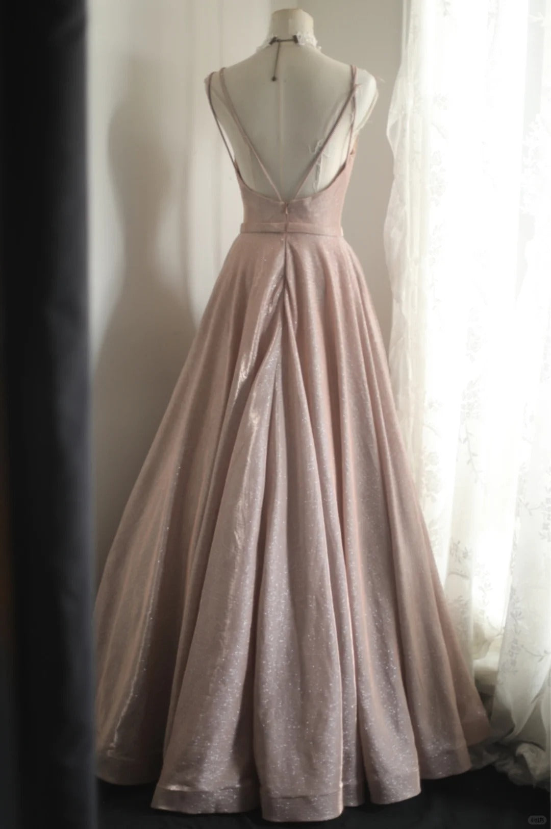 Robe de soirée longue en satin rose pour fille brillante, tenue de soirée, nv4693