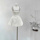Robe de soirée courte en satin noir et blanc à perles, tenue de fête d'anniversaire nv5262