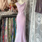 Purple Vintage Elegant Long Mermaid Satin Evening Dress Party Dress Prom Dress nv4208