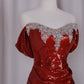 NiceVestidos – Burgunderrotes, paillettenbesetztes, langes formelles Ballkleid NV5993