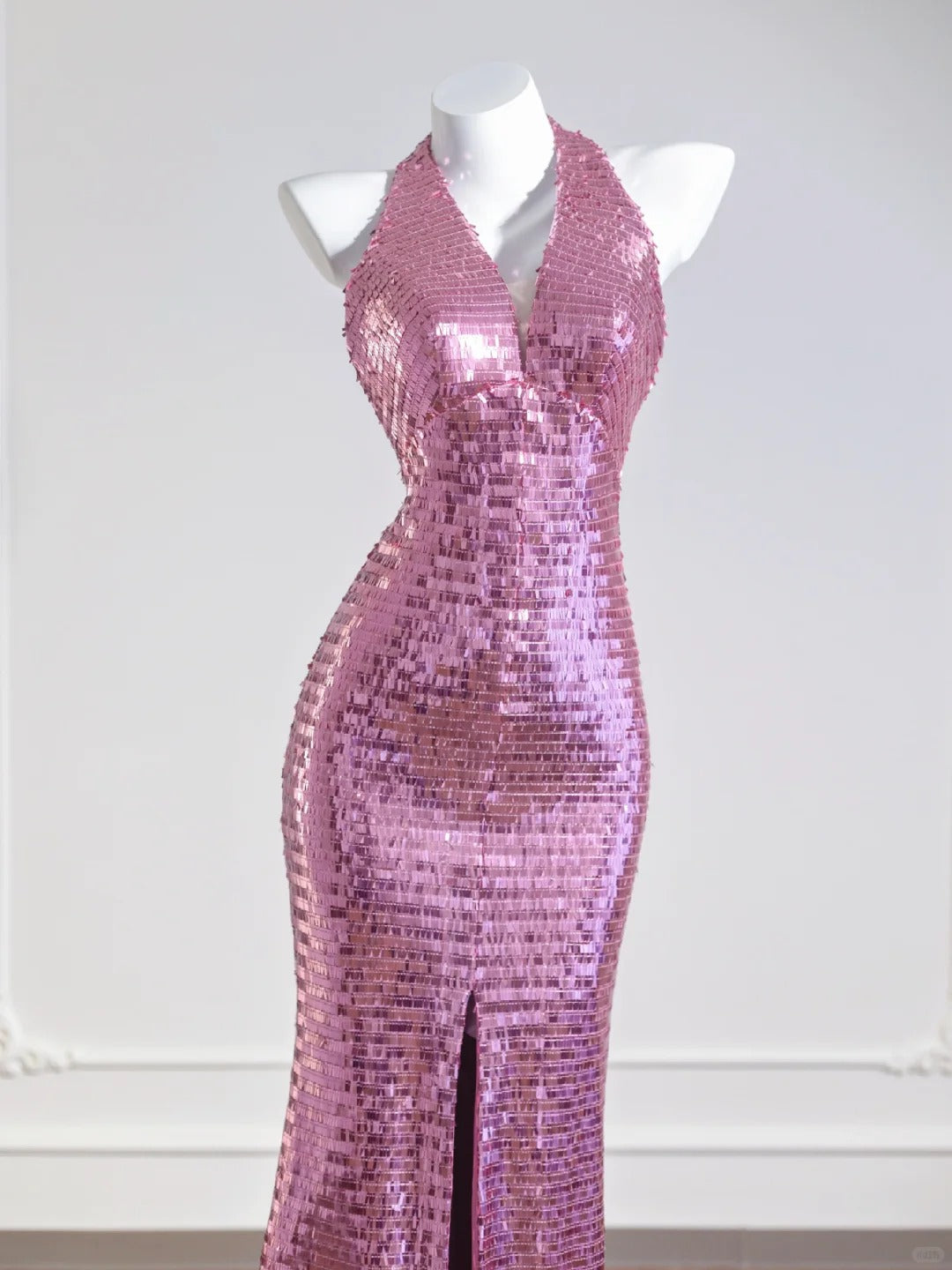 Rosa Mode lange Pailletten Ballkleid Abendkleid Partykleid nv4724