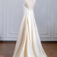 Champagner Fashion Strap Langes Satin Ballkleid Abendkleid Partykleid nv4960