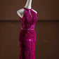 Robe de soirée longue rose à paillettes scintillantes nv4750
