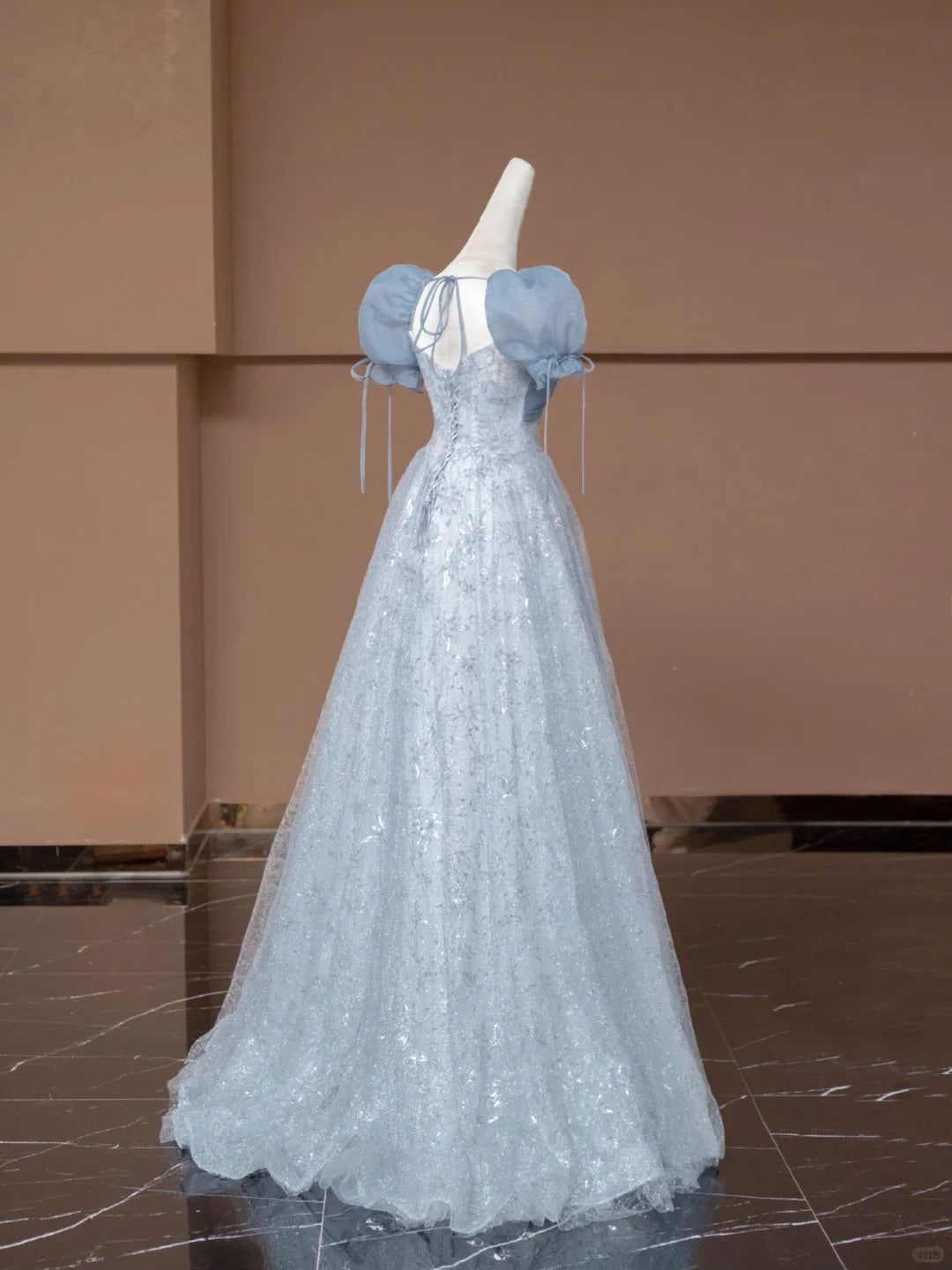 Robe de soirée longue bleue à fleurs pour filles, élégante et tendance, nv4745