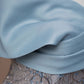 Blaues Blumenmuster, elegantes, langes Satin-Ballkleid, Abendkleid, Partykleid, NV4743