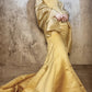 Yellow gorgeous exquisite beaded long satin ball gown evening dress party dress nv4374