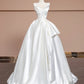 Stilvolles, elegantes und schlichtes langes weißes Satin-Brautkleid, Ballkleid und Abendkleid. nv5078