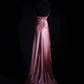 Rosa exquisite Perlen Retro-Mode lange Satin Ballkleid Partykleid nv5210