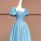 Robe de bal longue en satin bleu délicat et perlé, robe de soirée, robe de soirée, nv4731
