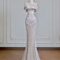 Silver Mesh Metallic Satin Long Mermaid Slim Prom Dress Evening Dress Party Dress nv4721