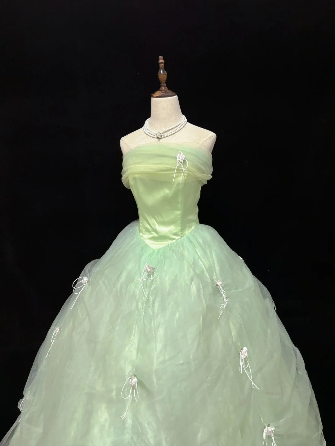 Robe de soirée princesse en tulle, élégante et verte, longue et à la mode, robe de bal, robe d'anniversaire, nv4137