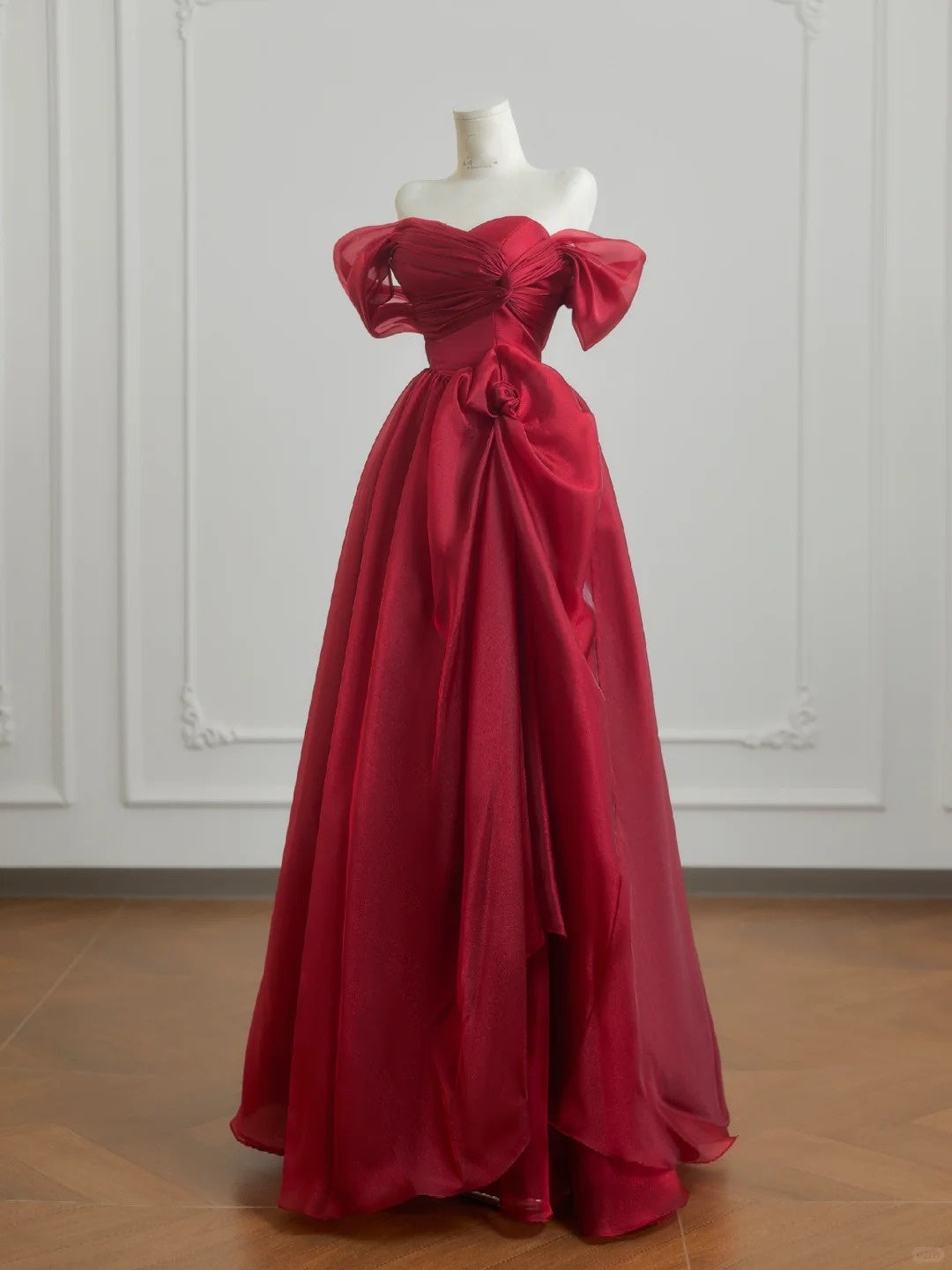 Rotes elegantes langes Tüll-Ballkleid Abendkleid nv4953
