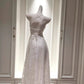 NiceVestidos-_W Weißes langes Spitzenkleid mit Spaghettiträgern NV5936