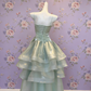 Mint Green Shimmer Organza Thin Spaghetti Strap Gown - Sweet Ethereal Asymmetric Layered Dress  NV6785