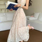 Robe de soirée longue en dentelle à imprimé floral délicat NV6572