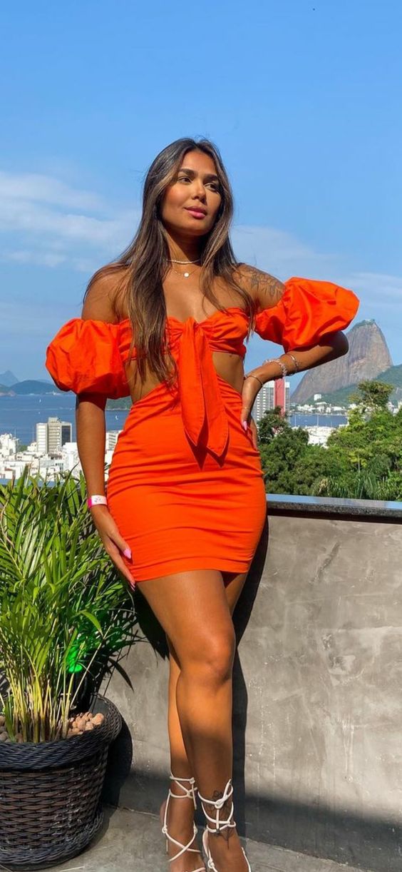 Orange heißes sexy einzigartiges kurzes Mini-Ballkleid Abendkleid Partykleid Homecoming-Kleid NV2349