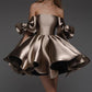 Braunes, modisches, schickes, kurzes Mini-Ballkleid, Homecoming-Kleid, Geburtstagsparty-Kleid, nv2550