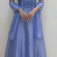 Blaue exquisite Perlen glänzende Spaghettiträger elegante Mode lange Tüll Ballkleid Abendkleid Partykleid Ballkleid nv3796