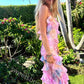 Spaghetti Strap Mermaid Pink Maxi Dress Evening Gown Long Ball Gown nv2680