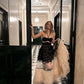 Black elegant strappy tulle long ball gown evening dress nv2956