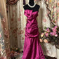 Lila Retro Elegantes trägerloses langes Ballkleid Abendkleid nv2975