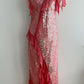 Pink Gorgeous Shiny Long Elegant Ruffle Sequin Ball Gown Evening Dress Party Dress nv3399