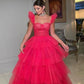 Pink A-line Long Ball Gown Fashion Dress Princess Layered Tulle Sleeveless Evening Gown Formal Dress Party Dress nv2564