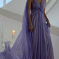 Lilac V-neck simple elegant chiffon long prom dress party dress evening gown nv2330