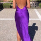 Elegantes lila rückenfreies Ballkleid lila Hochzeitsgast-Kleidung Abendkleid Partykleid nv1851