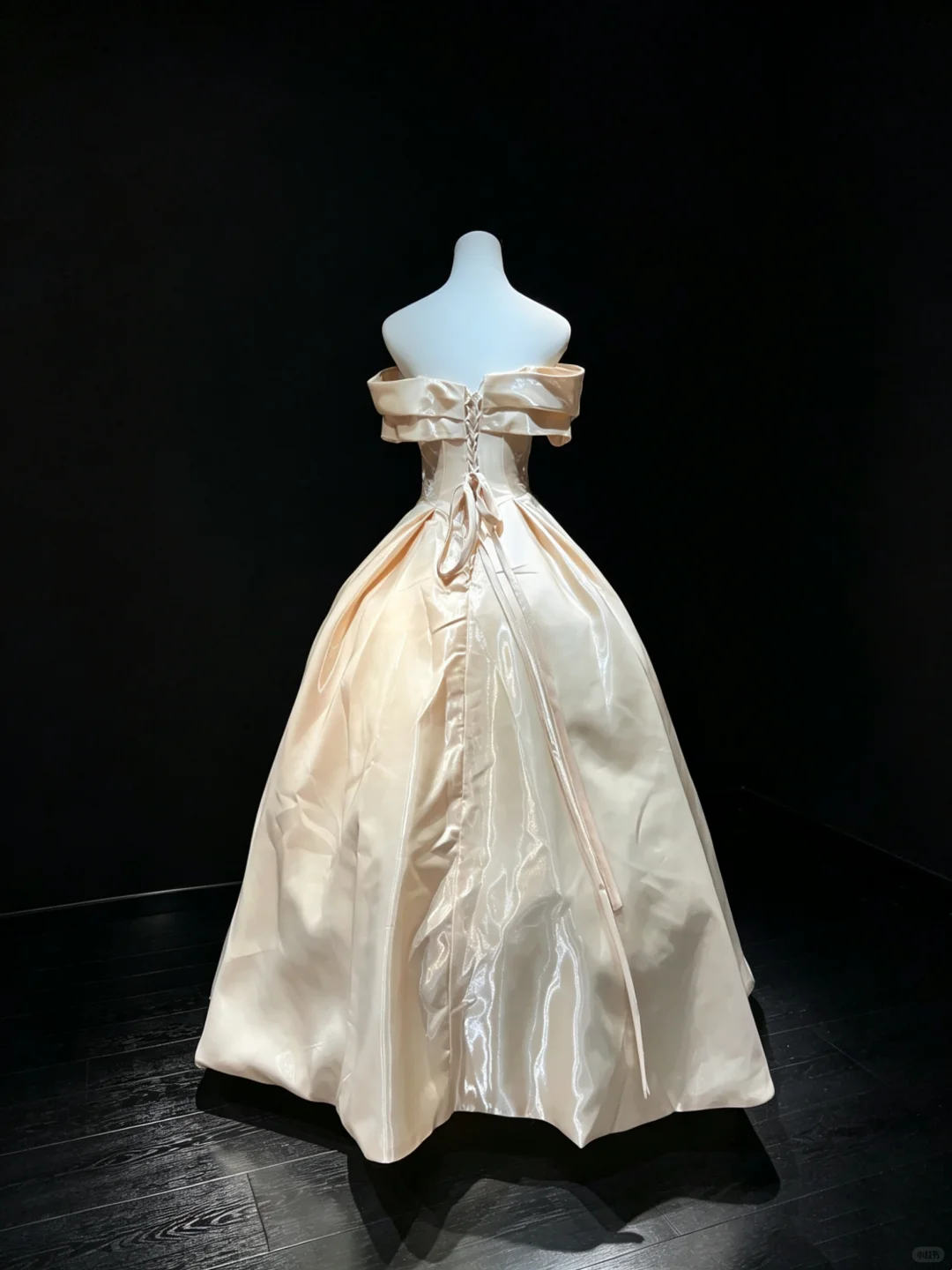 Off Shoulder Champagne Satin Ball Gown Rhinestone Beaded Draped Skirt Long Formal Prom Wedding Dress  NV6979