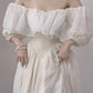 Beige Vintage Lace Puff Sleeve Ruffles V Neck Soft Long Princess Dress Ball Gown Evening Dress nv2834