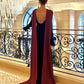 Burgundy noble and elegant backless beaded ribbon impressive long velvet ball gown evening dress party dress nv2597