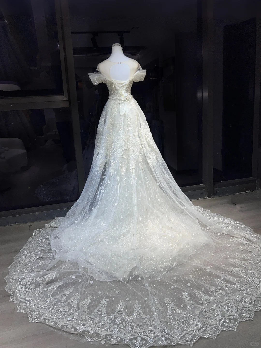 Off Shoulder White Mermaid Wedding Gown Lace Appliques Hand Beading Sparkle Tulle Long Train  NV7049