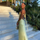 Solid Color One Shoulder Strapless Simple Elegant Satin Long Prom Dress Evening Dress Party Dress nv2314