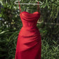 Red spaghetti straps stylish simple long ball gown evening dress holiday party dress nv3102