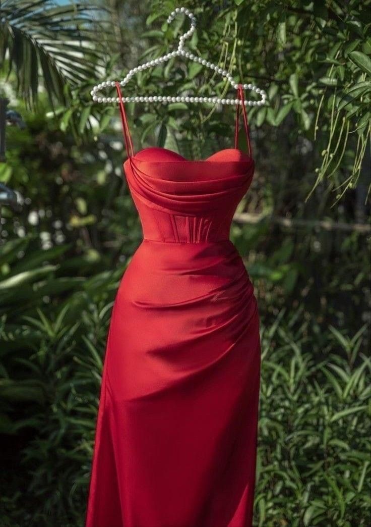 Red spaghetti straps stylish simple long ball gown evening dress holiday party dress nv3102