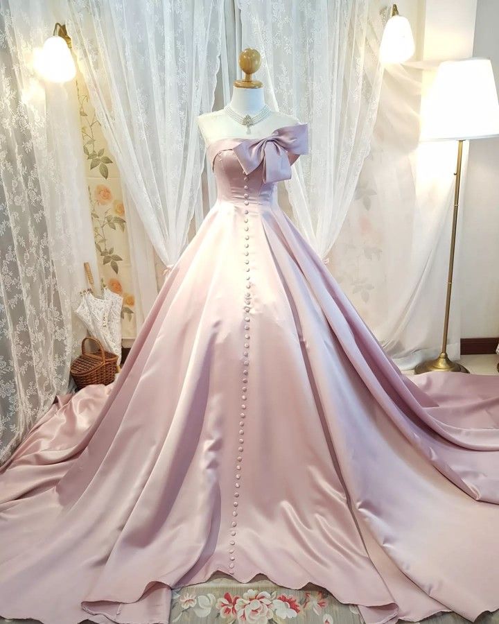 Pink Gorgeous Elegant Long Fairy Satin Ball Gown Evening Dress nv3309