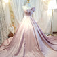 Pink Gorgeous Elegant Long Fairy Satin Ball Gown Evening Dress nv3309