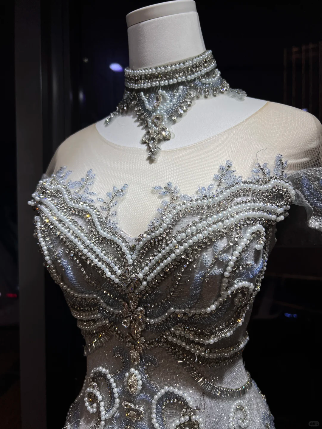 High Neck Silver Glitter Mermaid Prom Dress, Rhinestone Beaded Off Shoulder Evening Gown  NV7101