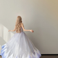 Strapless Ombre Purple Blue Prom Gown Boned Bodice Sparkle Tulle Cloud Hem A Line Evening Dress  NV7149