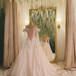 Pink Gorgeous Exquisite Floral Long Elegant Fairy Off-shoulder Tulle Ball Gown Evening Dress nv3308